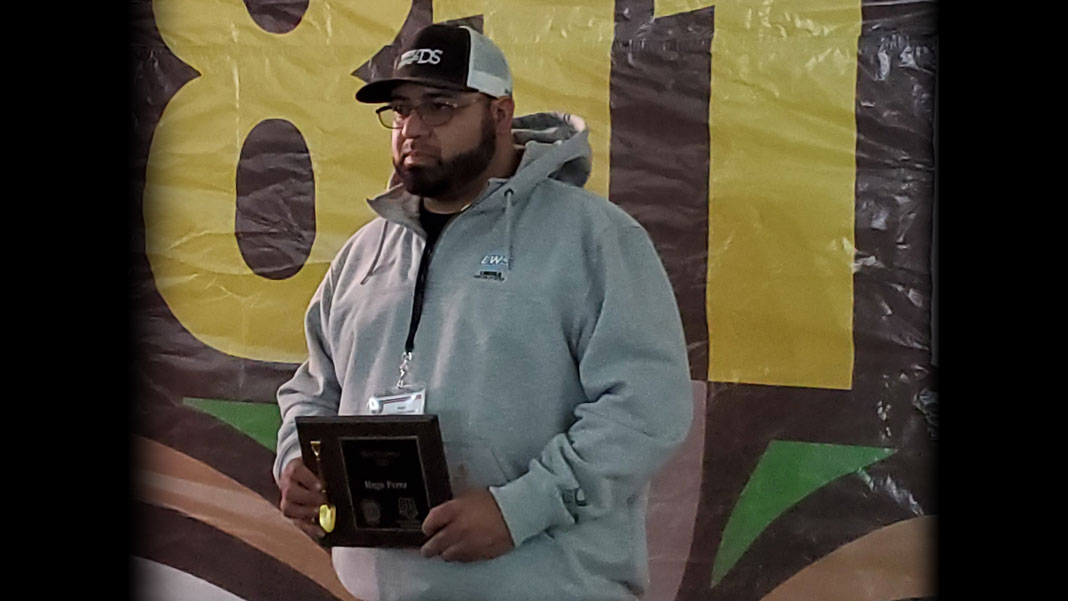 Hugo Perez accepts the Excavator of the Year Award at the 11th Annual Nebraska Excavation Safety Summit