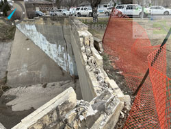 Photo of damage to parapet wall