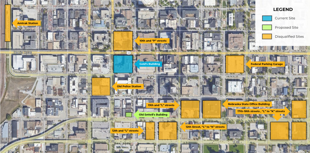 Map of proposed and disqualified sites for temporary StarTran transfer center