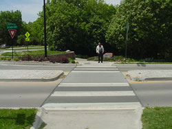 Pedestrian crossing at 33rd and Sheridan