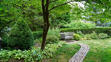 A quiet sitting area in the garden.