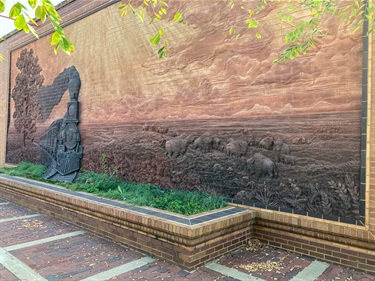 Iron Horse park features a three-dimensional brick mural, 