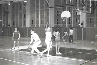 1976 Basketball game in the Air Park Recreation Center gym.