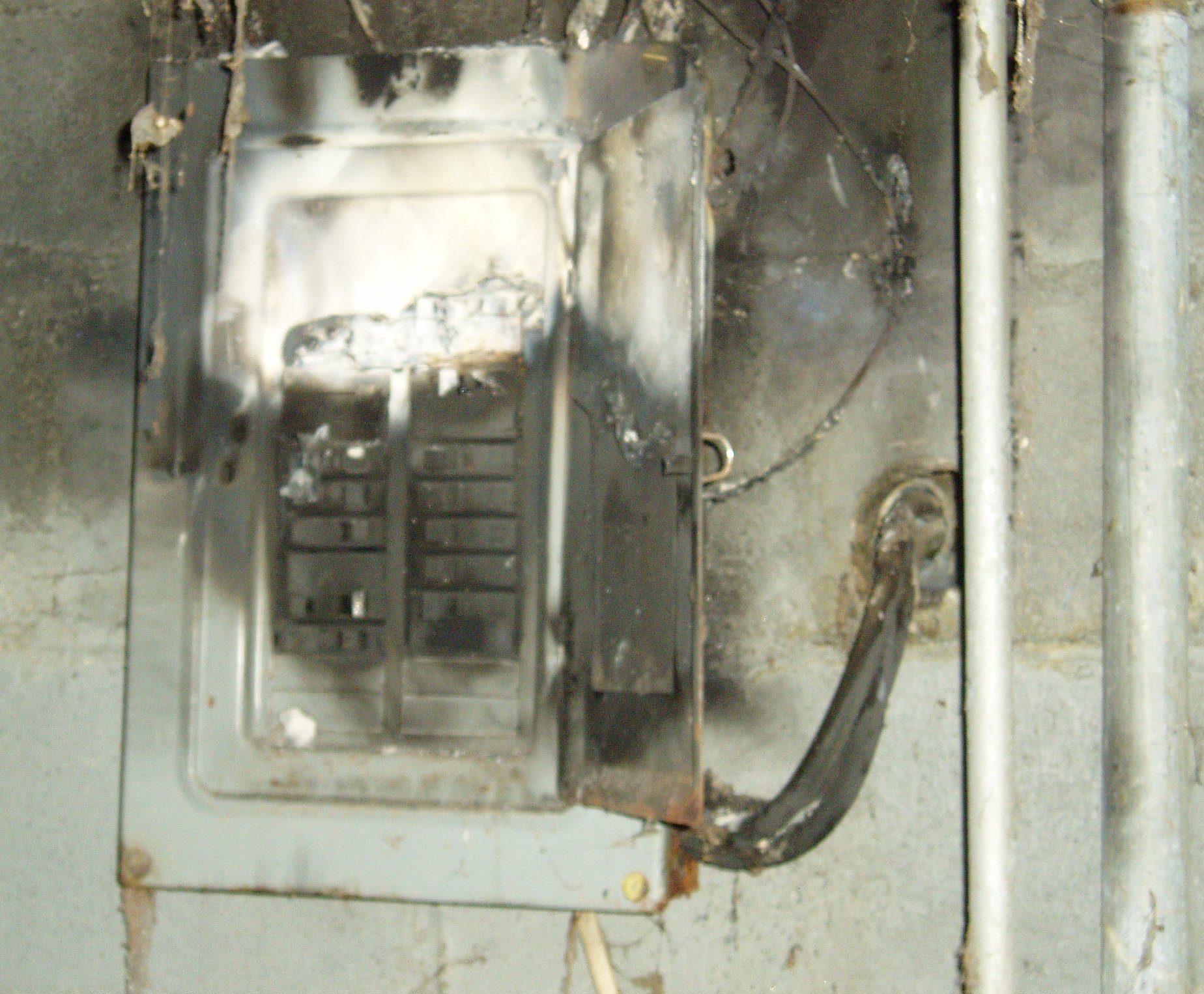 Electrical Panel - Scorched, before repair