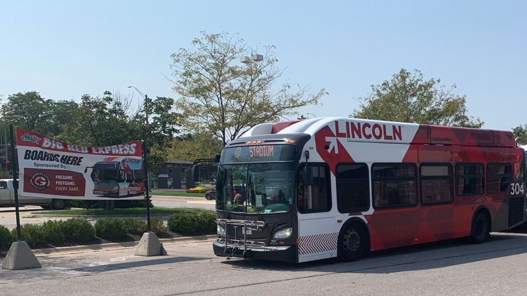 StarTran “Big Red Express” shuttle bus for UNL football game