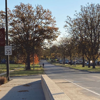 Bicyclist riding down P Street east of 21st Street