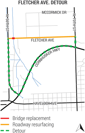 Detour map for Fletcher Avenue closure