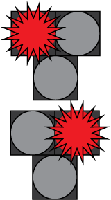 Illustration showing pedestrian hybrid beacon with flashing red lights for motorists