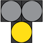 Illustration showing pedestrian hybrid beacon with solid yellow light for motorists