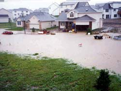 Neighborhood flooding after a rain event