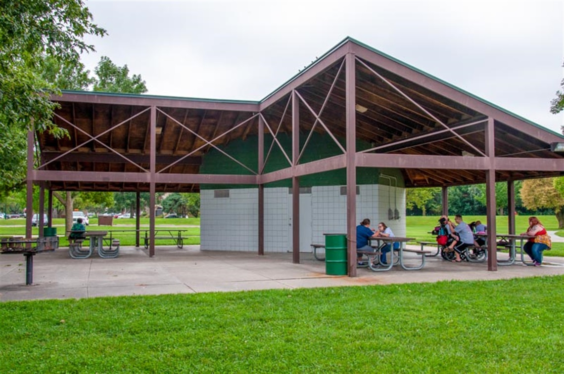 Tierra park's open shelter is open to enjoy the park atmosphere, and has plenty of picnic tables for group celebrations.