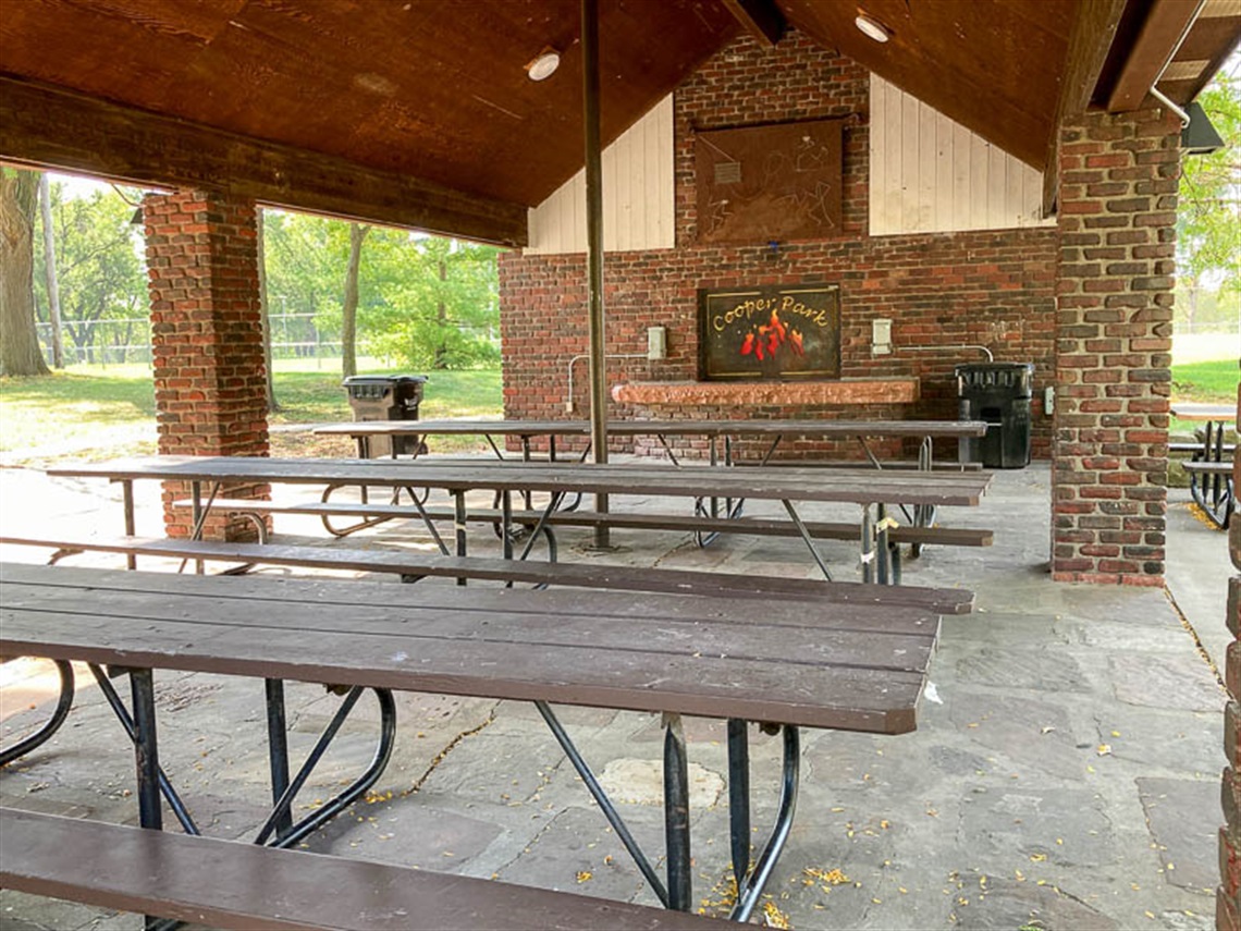 Cooper Park's open shelter has picnic tables and is great for celebrations.