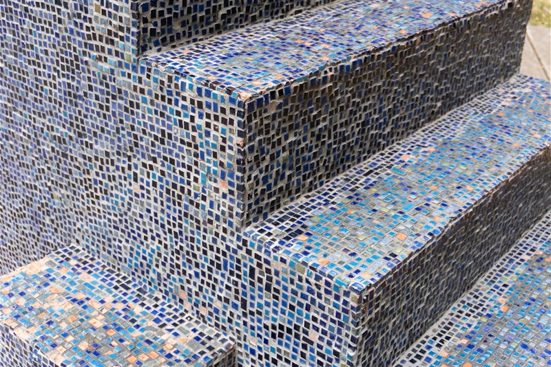 Close up of the tiling and stair formation on the Stairs sculpture