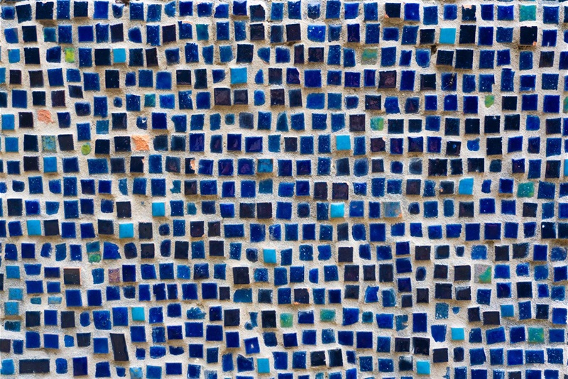 Extreme close up of the blue tiling for the Stairs sculpture