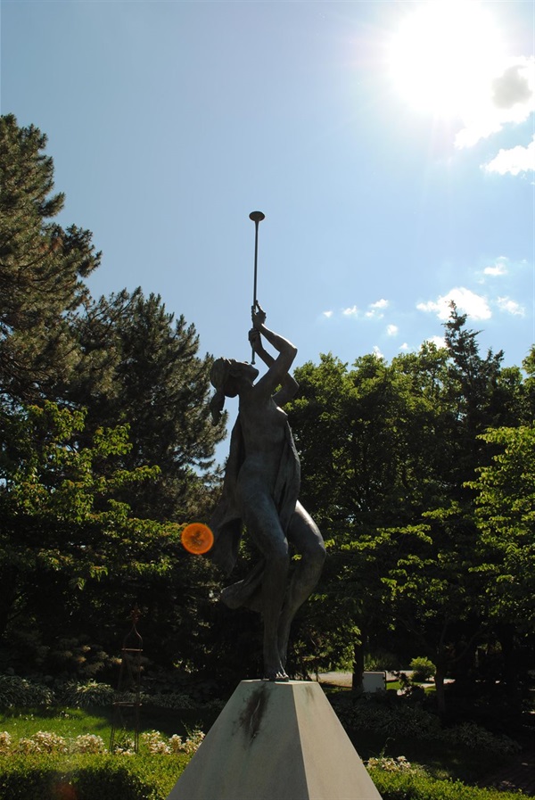 The statue, Reveille, during a bright summer day