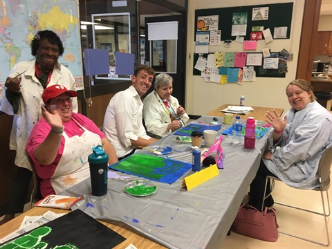 Adaptive Recreation Programming, group painting.