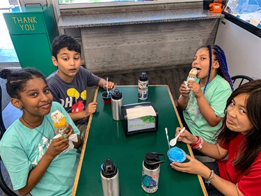 Field trips!  McPhee campers enjoyed some ice cream while visiting a local business on a hot day.