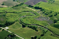 An aerial view of Frank Shoemaker marsh, with the Salt Creek winding through.