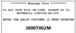 Example of customer ID location on a paper water bill