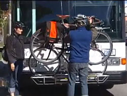 Unload your bike from the rack in the front of a StarTran Bus